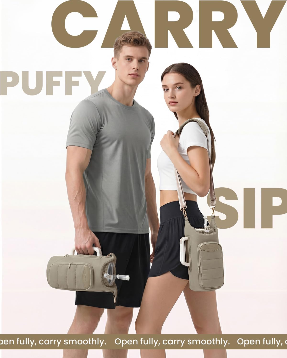 sportsnew Water Bottle Holder for 30oz/40oz Tumbler with Handle, Puffy Water Bottle Carrier Bag with Phone & RFID-Blocking Card Pocket & Drawstring Closure for Quick Access, Patent Pending - Image 7