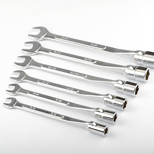 ATE Pro. USA 50330 Llave de tuerca, cabezal flexible, SAE, juego de 6 unidades.