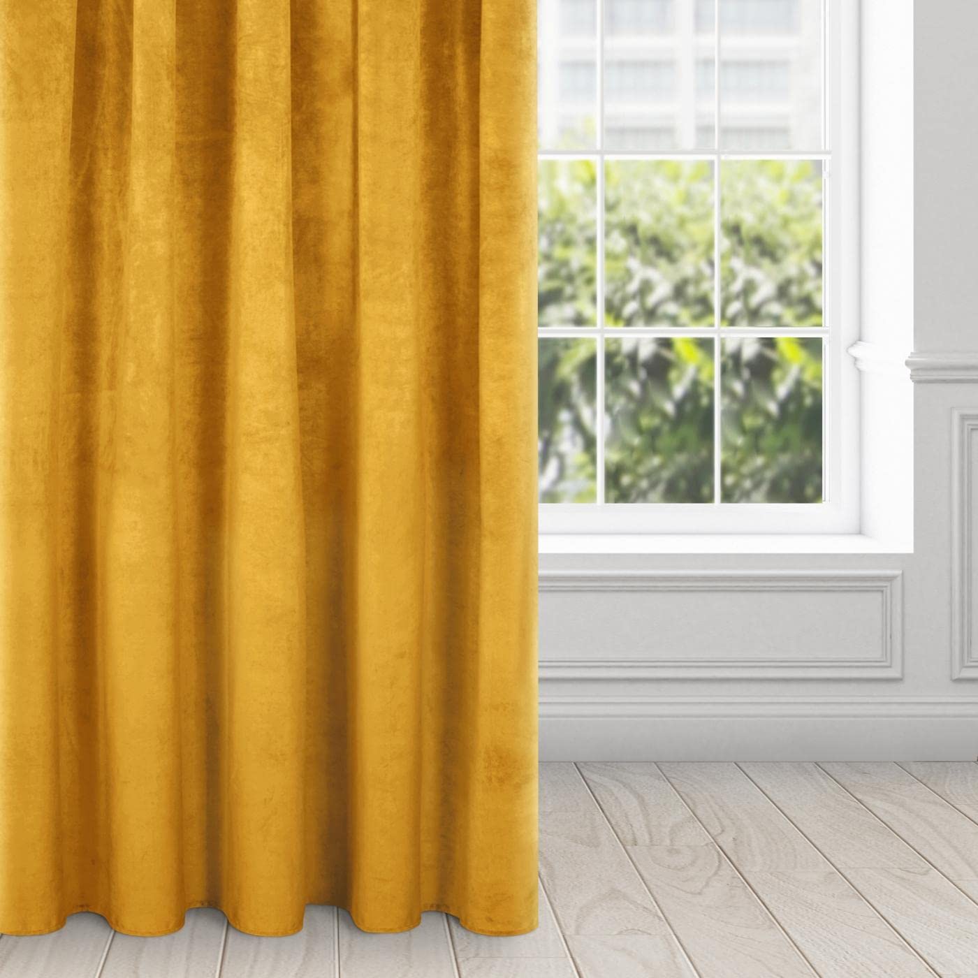 Eurofirany Villa Gordijn, fluweel, zacht, plooiband, 1 stuk, edel gordijn, dik, 290 g/m2, elegant, glad, effen, wollig, modern, klassiek, woonkamer, slaapkamer, lounge, poeder, 140 x 270 cm