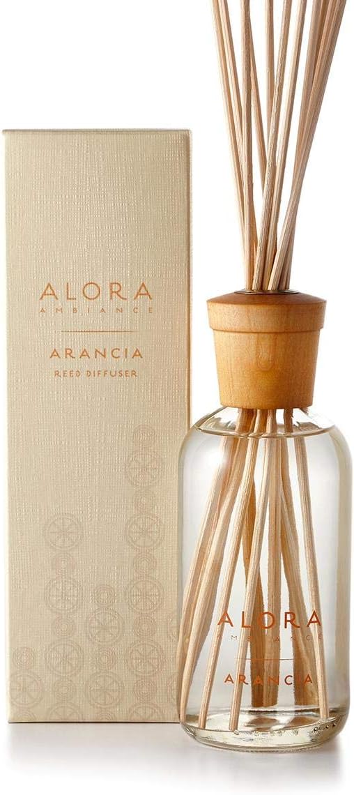 Alora Ambiance Arancia 8 oz Reed Diffuser | Long-Lasting Feminine Citrus Floral Fragrance | Beautifully Designed for Any Space