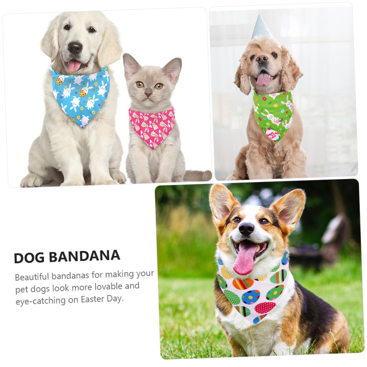 POPETPOP 15pièces Bandanas Animaux De Compagnie Imprimés Pâques Écharpes Triangulaires Lavables pour Chiens Et Accessoires Festifs Et Amusants