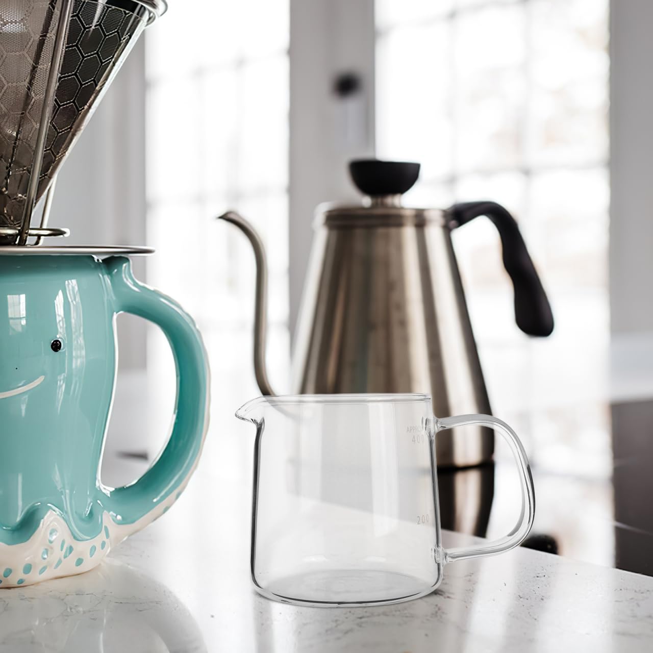 Caraffa in vetro borosilicato trasparente resistente al calore per caffettiera per casa e caffè