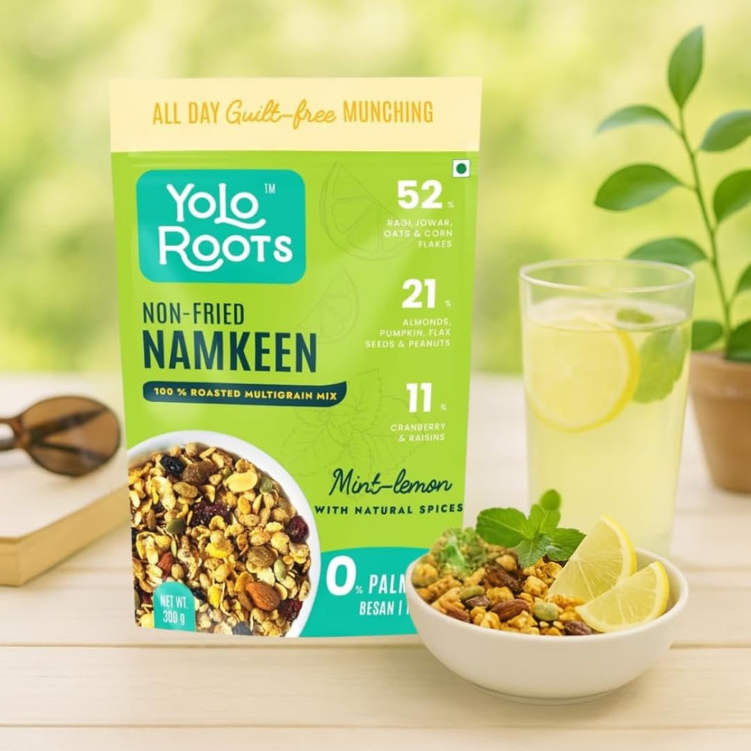 Yolo Roots Berry Blast Muesli 400g & Roasted Multigrain Mix Namkeen Lemon 300g Combo | Healthy Breakfast & Snack (Pack of 2) 2
