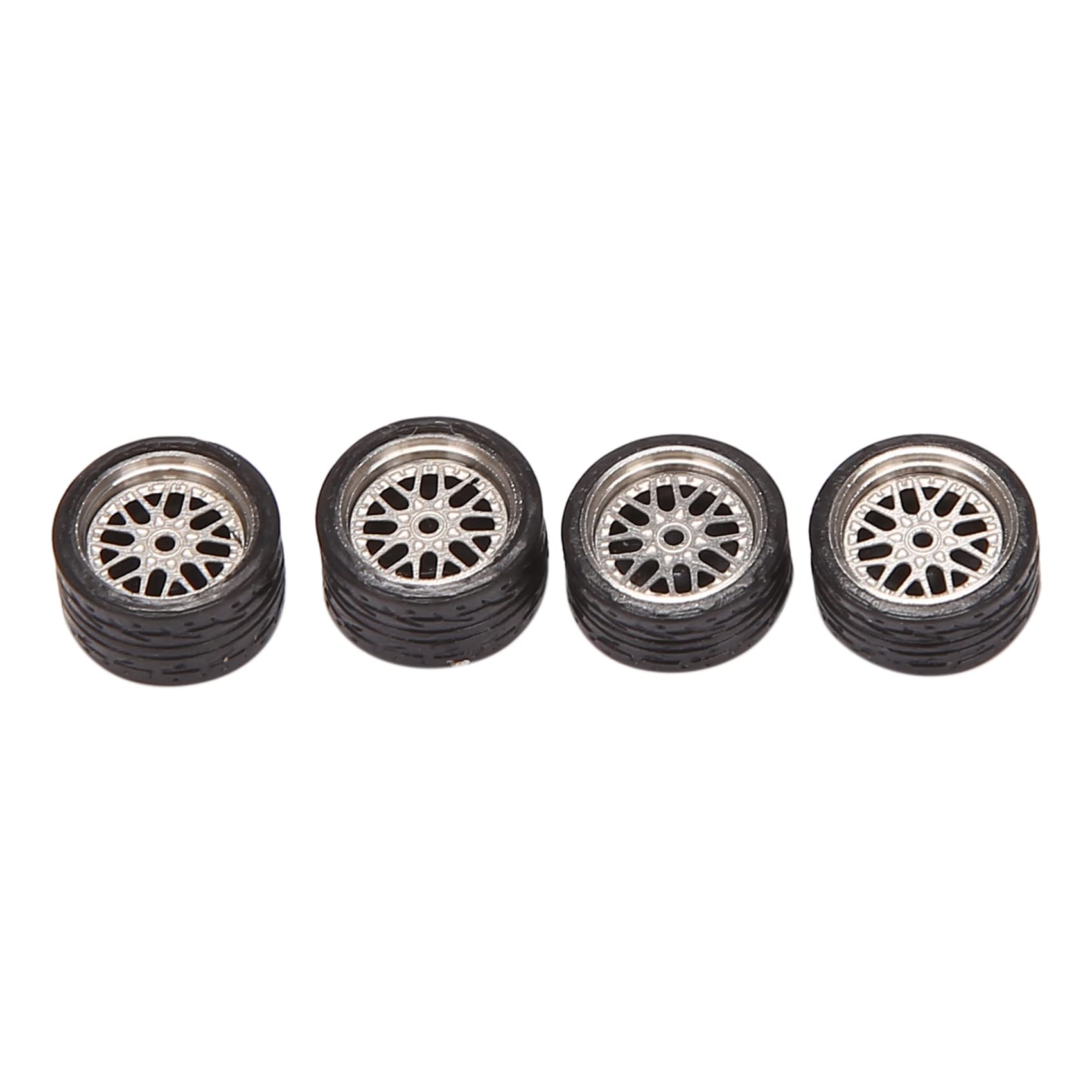 4 Roues Alliage 1/64 Pour Modèle Voiture - Pneus En Caoutchouc, Jantes Métal, Pour Customisation De Modèles Réduits, Taille Avant/arrière Différente - 8
