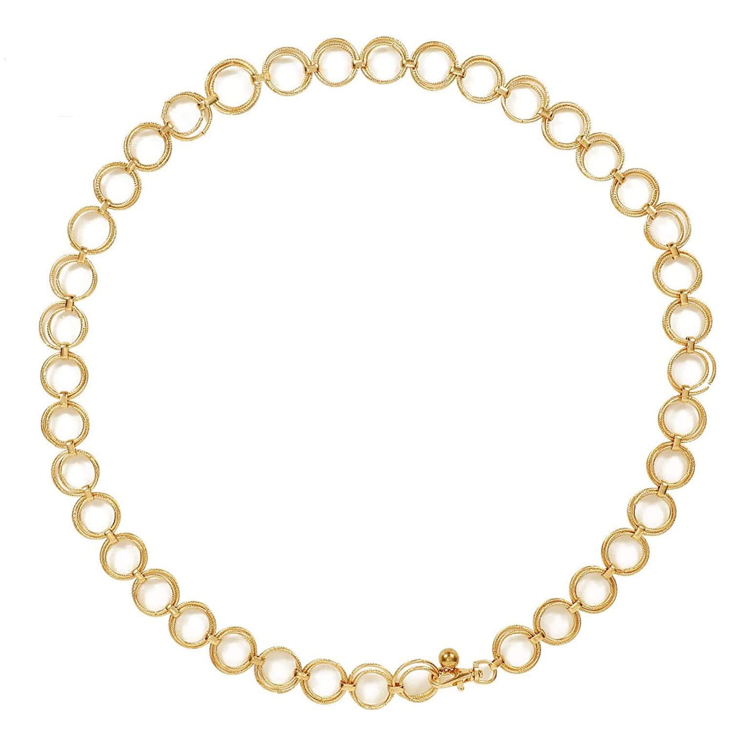 KhaznaMetal Waist Chain for Women Girls, Adjustable Body Link Belt, Fashion Belly Jewelry Lady's Polished O-Ring, All Over Links Metal Link Chain for Jeans Dresses (Gold)