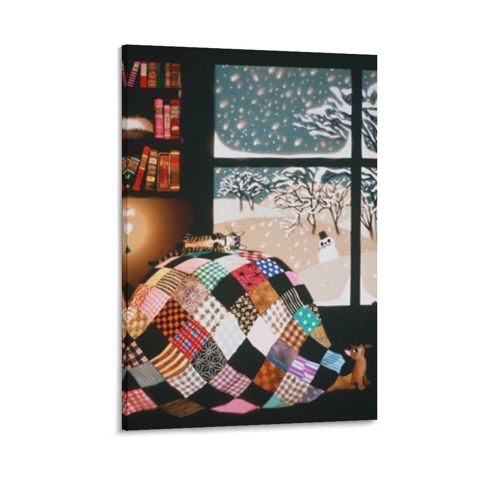 Amazon.co.jp: 藤城清治 こたつと猫 絵画 ポスター 工芸品の装飾品 壁