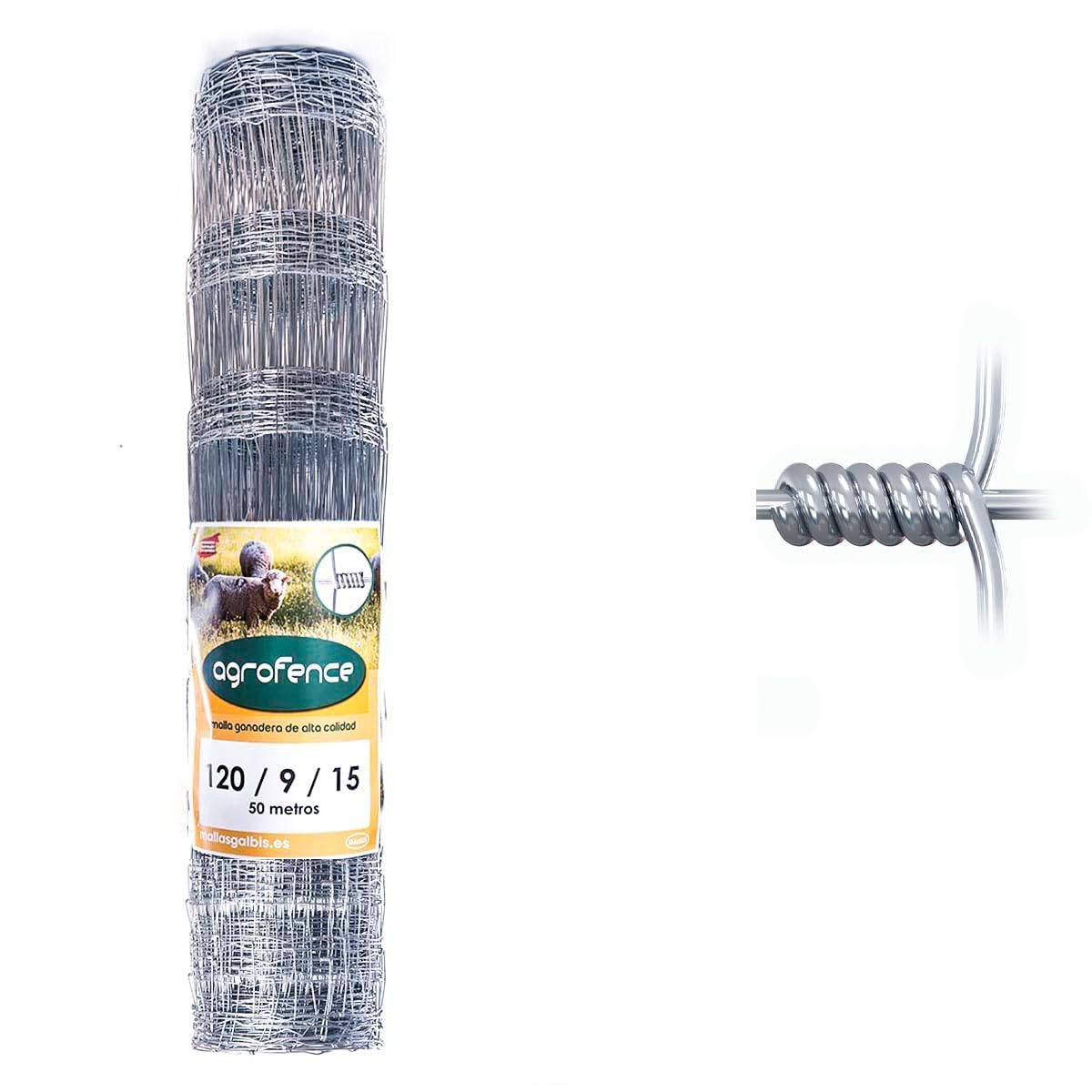 Malla Anudada Agrofence 120/9/15 | Rollo de: 50m | Color: Gris | Diámetro: 2.4mm