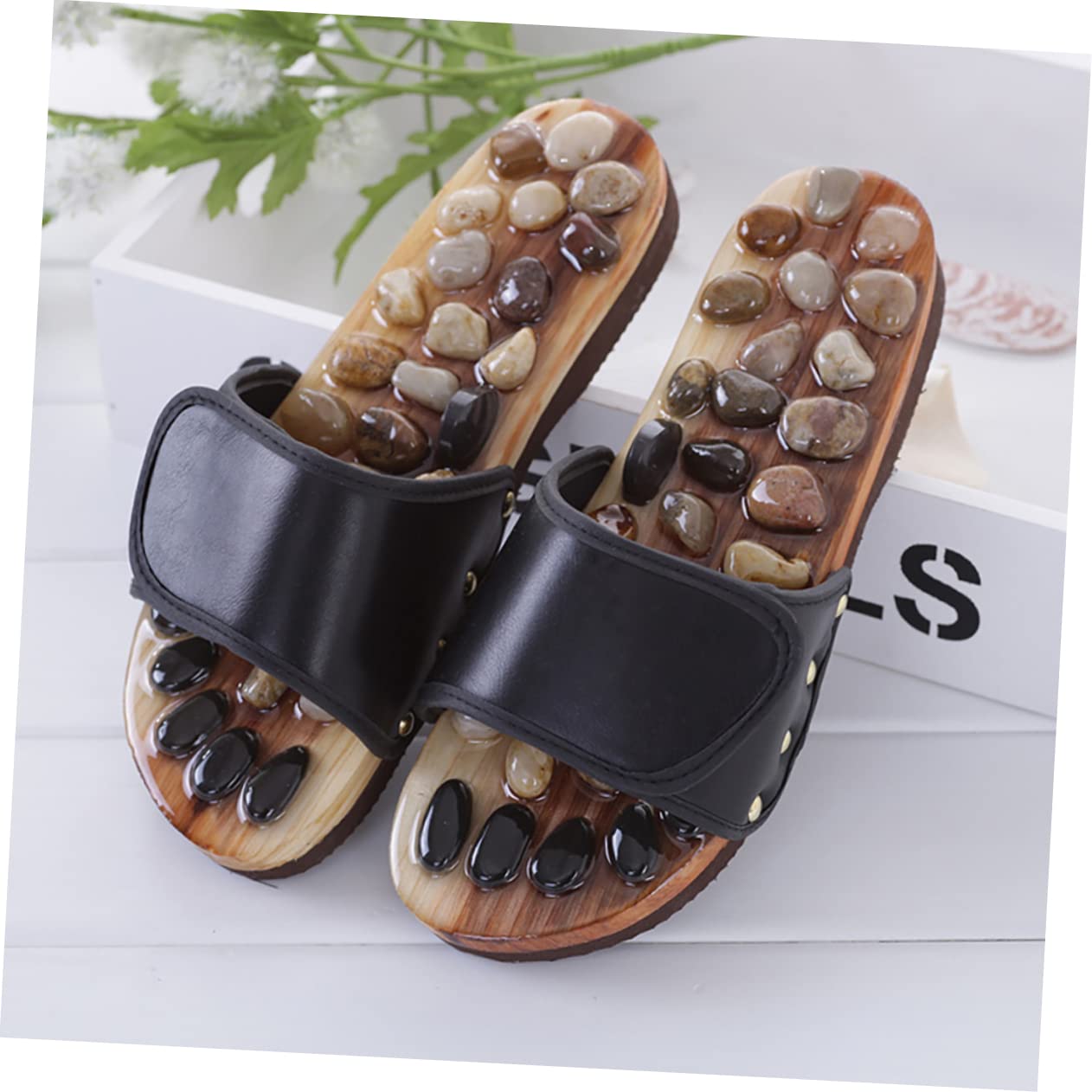 Rutschfeste Fußpflegeschuhe Akupressur Schuhe mit Gewebe und Eva Material Akupressur Fußmassage Slipper zur Schmerzlinderung und Gesundheitsförderung Größe 41