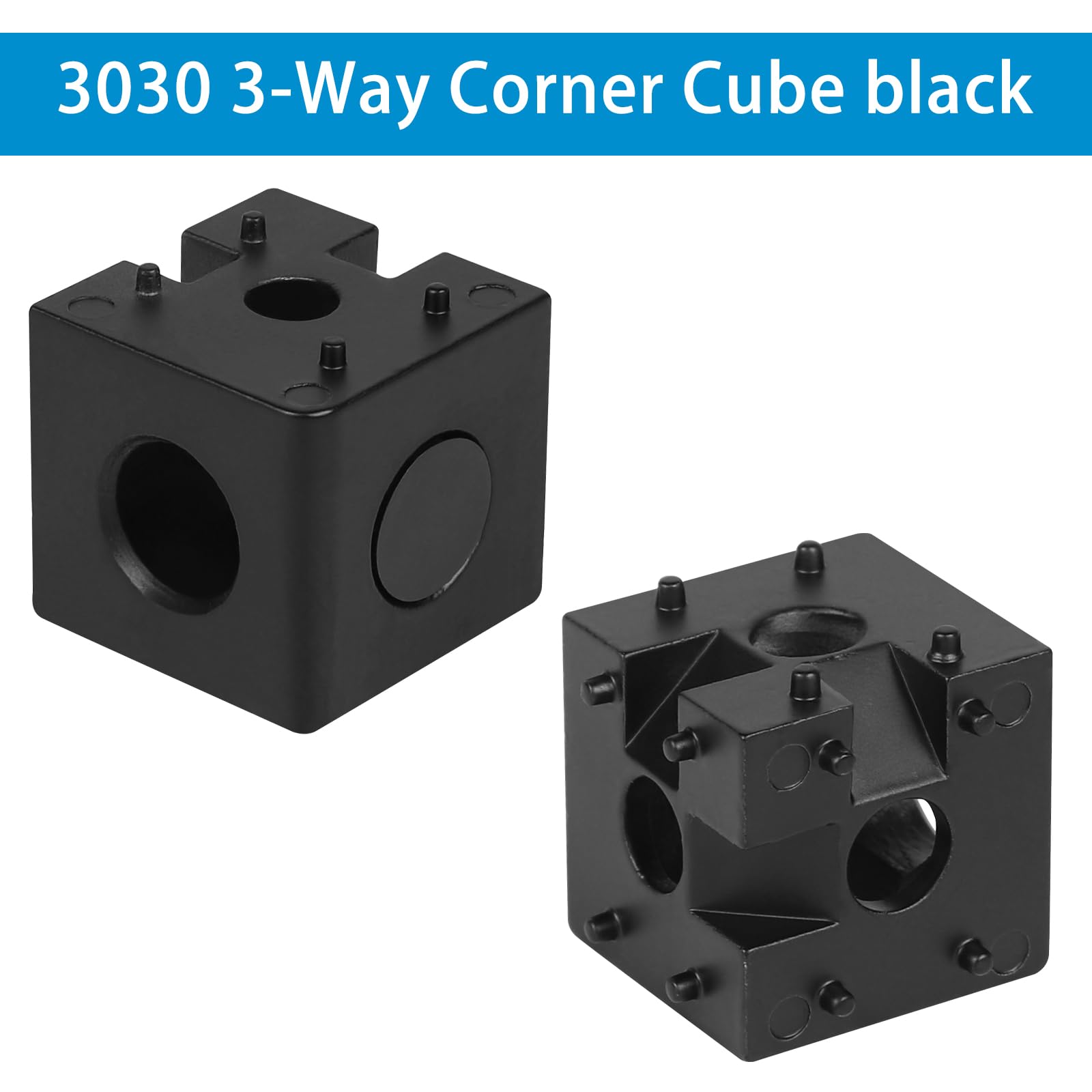 DBREAKS 10 pezzi 30x30 connettori angolari 3-Way Corner Cube, Profilo in alluminio 30x30 Accessori con viti e dadi, supporto angolare 3D per profilo estruso, nero