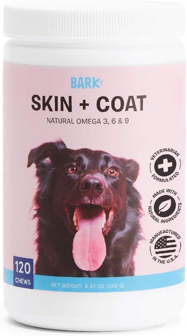 Barkbox Dog Fish Oil Omega 3, 6 & 9, 120 Count | Made in The USA | Skin & Coat Supplement for Dogs, Veterinarian-Formulated Dog…