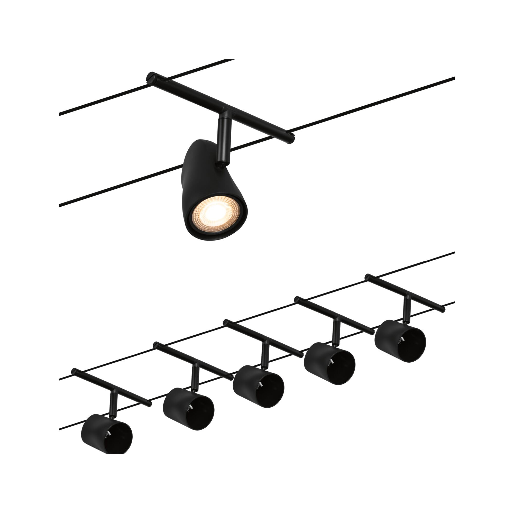 Paulmann CorDuo Seilsystem Set Cup DC max. 5x10 Watt Schwarz matt GU5,3 Drahtseilsystem