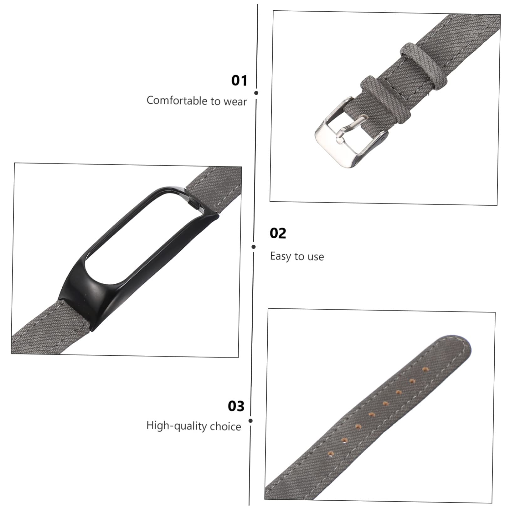 Hemobllo 3 Pcs Mens Decor Pattern Black Leather Para Watch Compatible With Tomtom Bands Wrist Replacement Strap Band Compatible With Touch Inteligente Fabric Gray Compatible For Touch