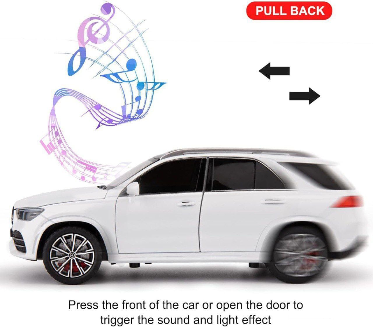 Advisian store Scale Exclusive Alloy Metal Pull Back | Die-cast Car Model with Sound Light Mini Auto Toy for Kids Metal Model Toy Car with Sound and Light (1.24 Scale M-Benz GLE 350-WHITE) 3