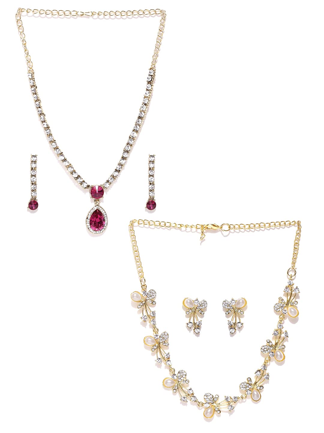 ZAVERI PEARLS Combo of 2 Fashion Diva Necklace Set For Women-ZPFK6505 (B075W9PJGN) Amazon Price History, Amazon Price Tracker