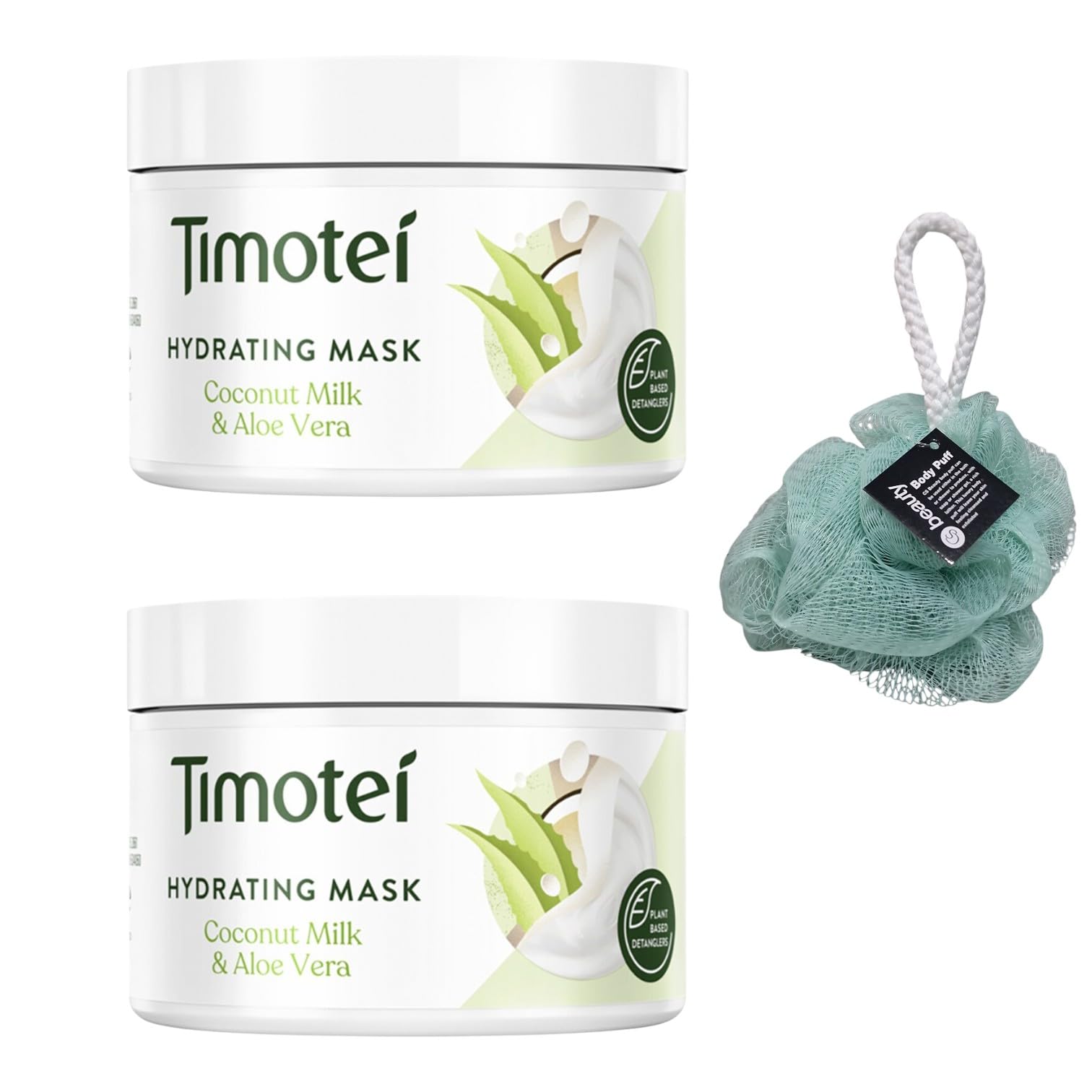 Coconut Milk & Aloe Vera Hydrating Mask By Ť įɱõţëį 300ML Twin Pack With Free Beauty Body Puff(Any Colour)
