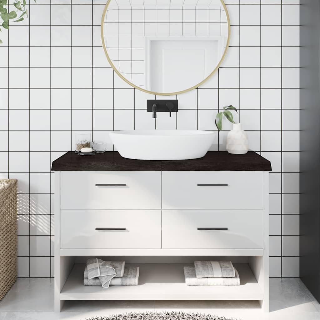 Genérico Encimera de baño Madera tratada marrón Oscuro 120x40x(2-6) cm,Bricolaje,Materiales de construcción,Encimeras-3156236