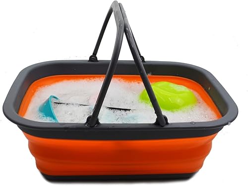 Miniatura 77 de SAMMART SAMMART - Bañera plegable con asa de 9.2L (2.37 galones) - Cesta de picnic portátil al aire libre/cráter - Bolsa de compras plegable - Azul