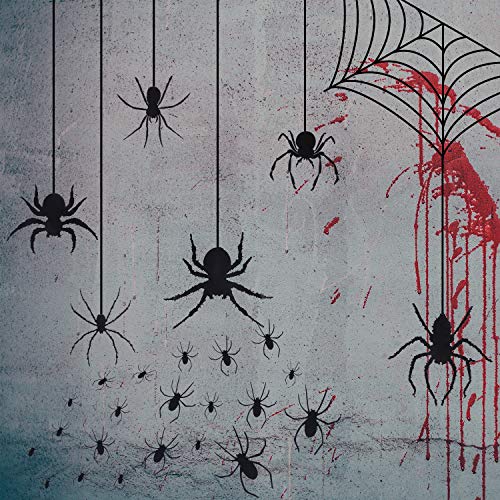 image for Zonon 34 Pieces Spider Wall Decals Halloween Spider Clings Stickers La