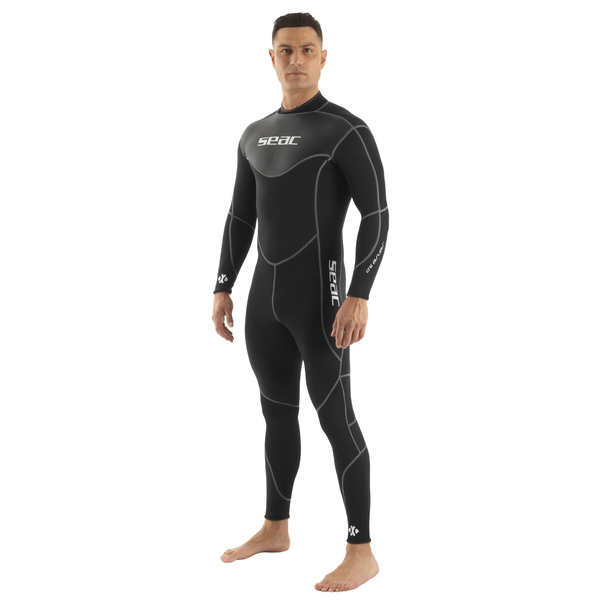 SEAC Sense Long Man, Einteiliger Nass-Neoprenanzug ohne Kapuze für Schnorcheln und Tauchen, 3 mm Neopren