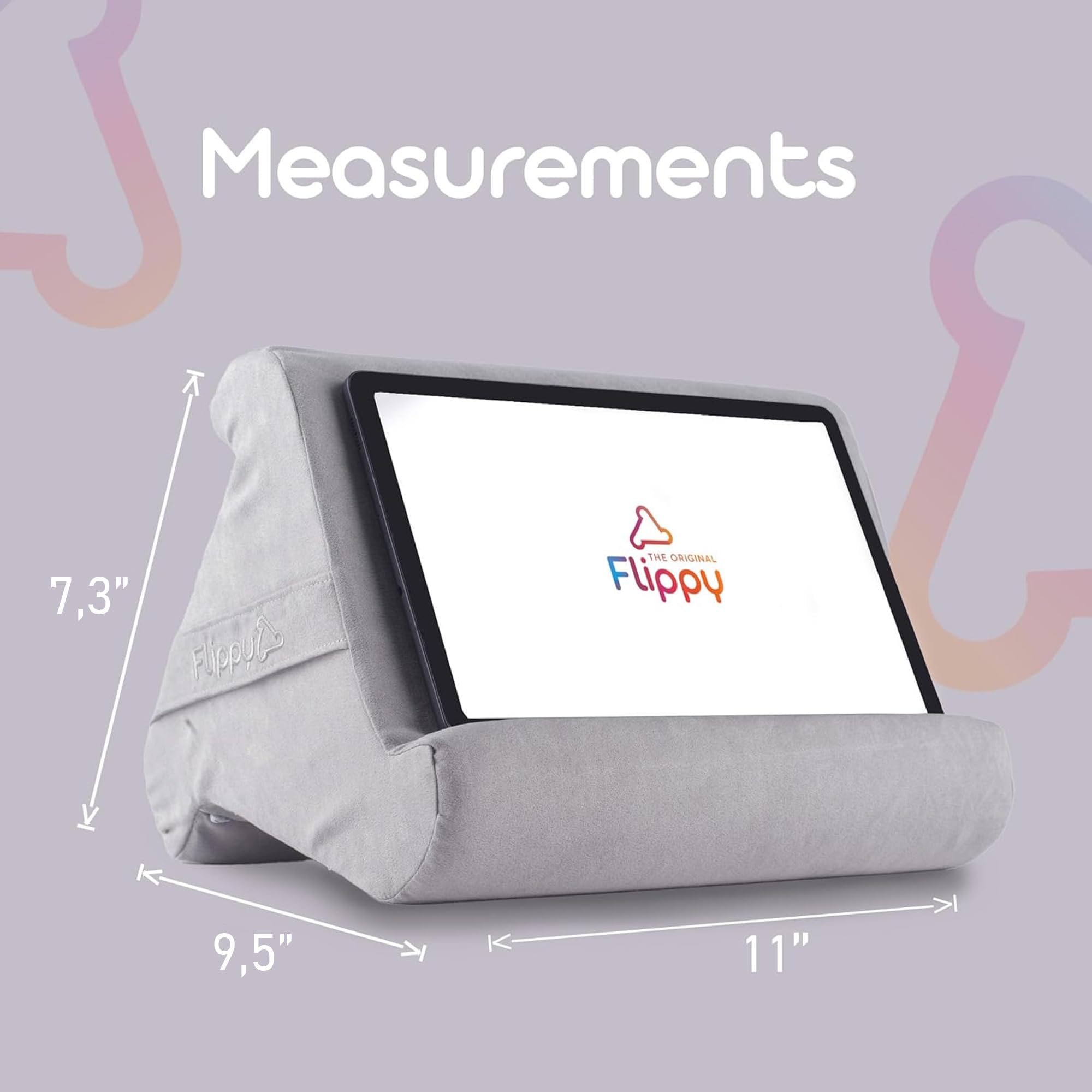 Flippy Supporto per tablet 4.0 per lap, scrivania e letto, comodo per riporre i tuoi oggetti, maniglia per il trasporto, compatibile con iPad, Kindle, Fire, Samsung Galaxy, grigio