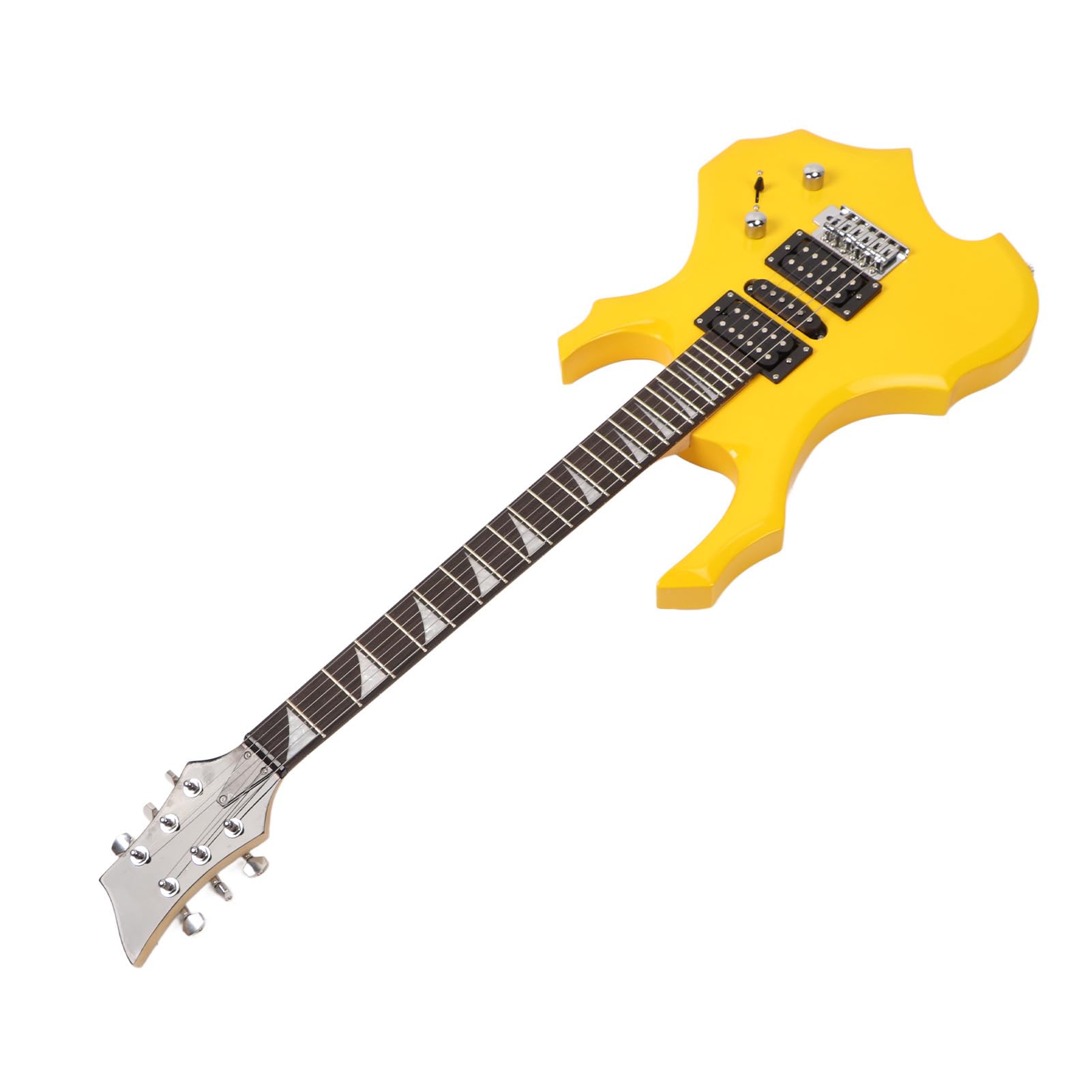 Chitarra Elettrica Gialla a Forma di con 24 Fret, Kit per Principianti con Plettri, Corde, Manico e Tracolla