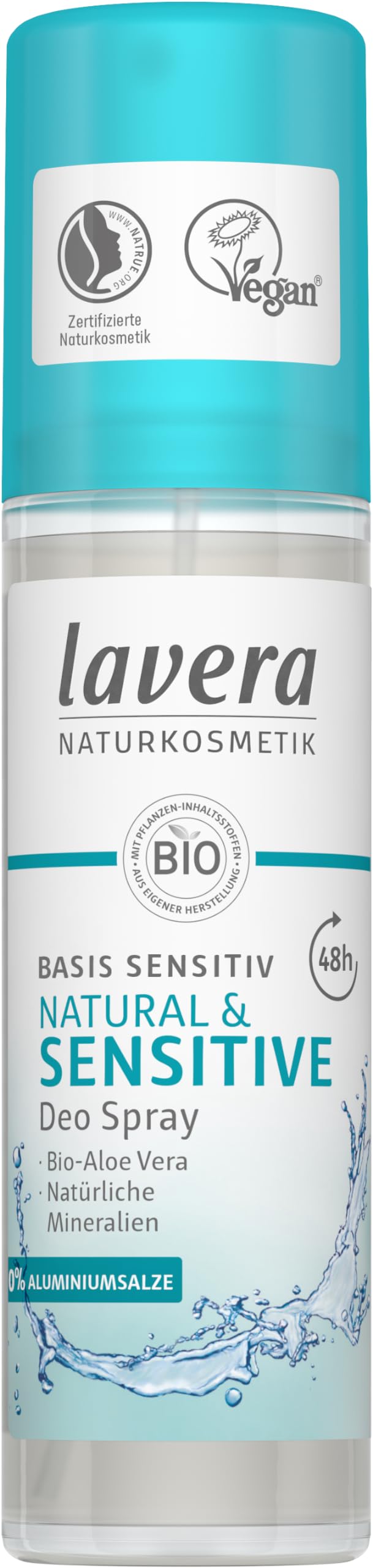 lavera, Deodorante spray base sensitiva, sensibile, naturale, 48 h, cosmetico naturale vegano, bioaloe vera, minerali naturali senza alluminio, formula delicata, 48 ore, protezione deodorante 75 ml