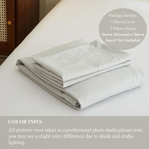 Miniatura 3 de VClife Modern Silver Grey Duvet Cover Queen Comforter Cover Sets Soft Breathable Washed Microfiber Bedding Duvet Cover Sets 3 Pieces Simple Solid