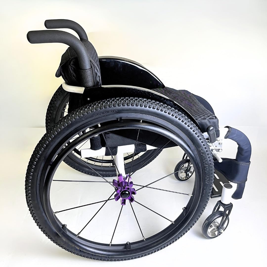 Juego de 2 Ruedas Traseras para Silla de Ruedas de 24", llanta de Goma Antideslizante de 24 x 1,95 Pulgadas, rodamiento de 12,7 mm (1/2") y buje de aleación de Aluminio