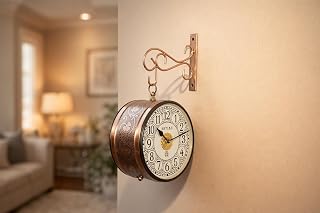 ARTIME Handcrafted Double Side Metal Analog Vintage Wall Clock | 1.5 Year Machine Warranty | 8 INCHES | 1 Side Number 1 Si... Price In India