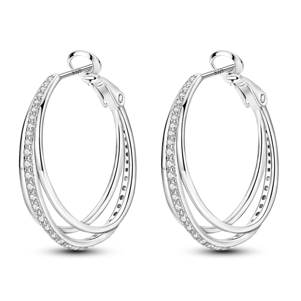 Pendientes de aro de plata de ley 925 para mujer, hipoalergénicos, estilo huggie — view 44