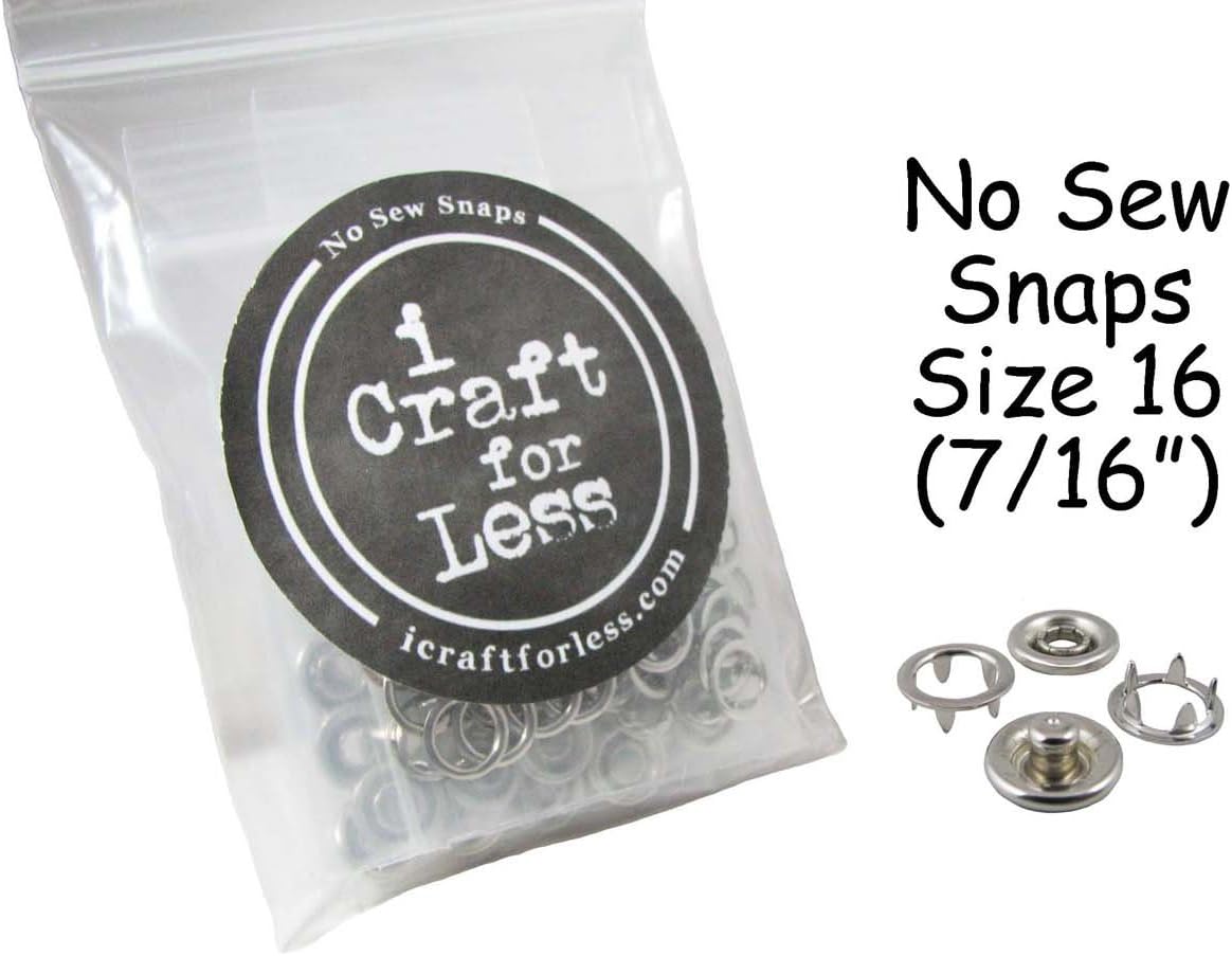 100 Sets - Open Ring Prong NO SEW SNAP Fasteners (400 Pieces) - Size 16 (7/16") (Silver)