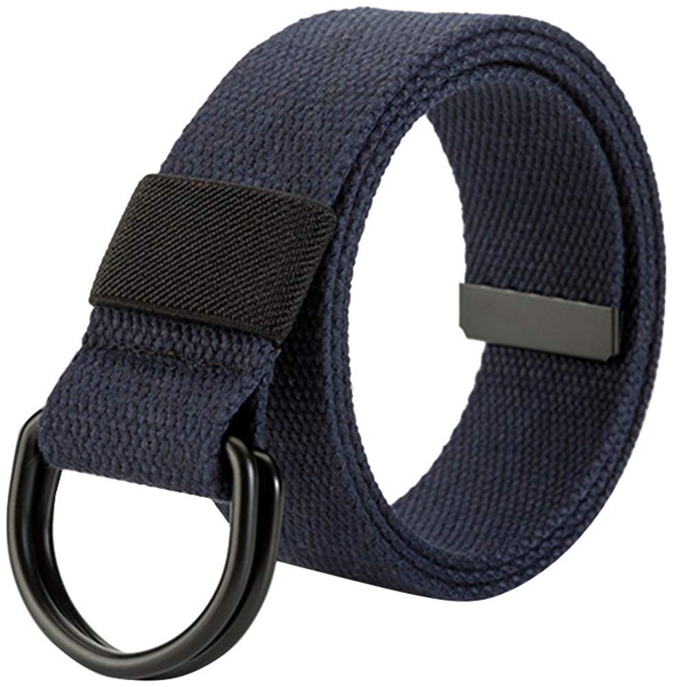 HotYou Unisex Tactical Belt，Canvas Belt with D-ring,Dark Blue,Width:3.8 CM,Length:140 CM