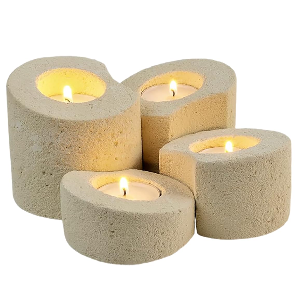 ORNAN Set 2 Portacandele A Forma Di Polpo In Pietra Naturale Recuperata – Per Candele Spesse 1,9 Cm, Decorazione Unica - 2