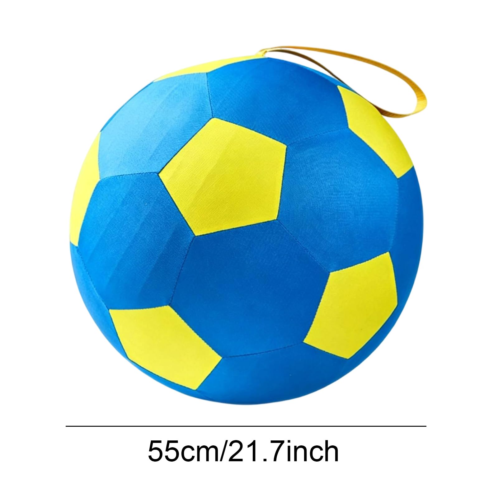 Balle de chapeau avec poignée robuste et pompe, jouet interactif à double couche pour chiens de berger Border Collie (55 cm, jaune/bleu)