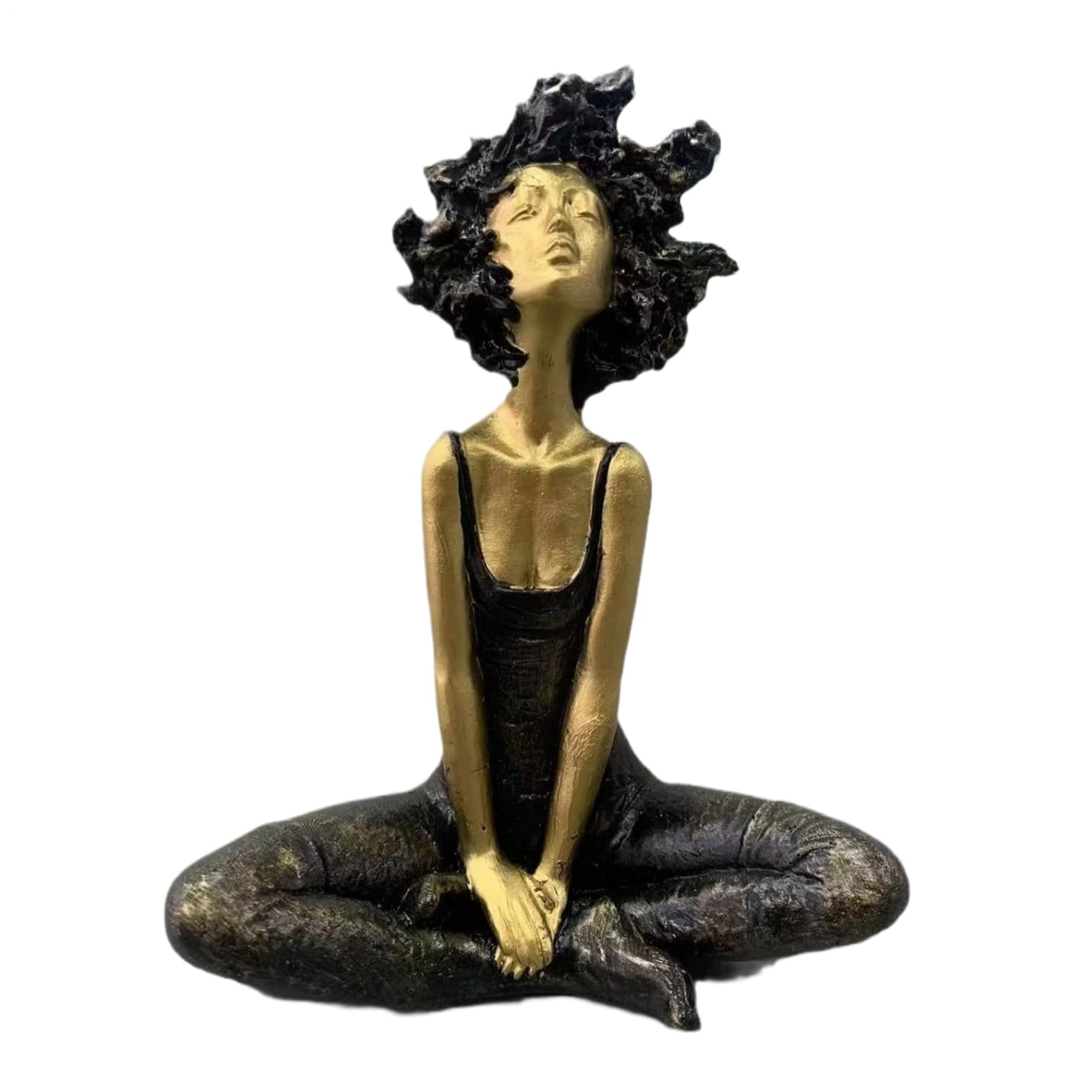 Figurine afro en méditation : sculptures décoratives en résine pour salon et chambre