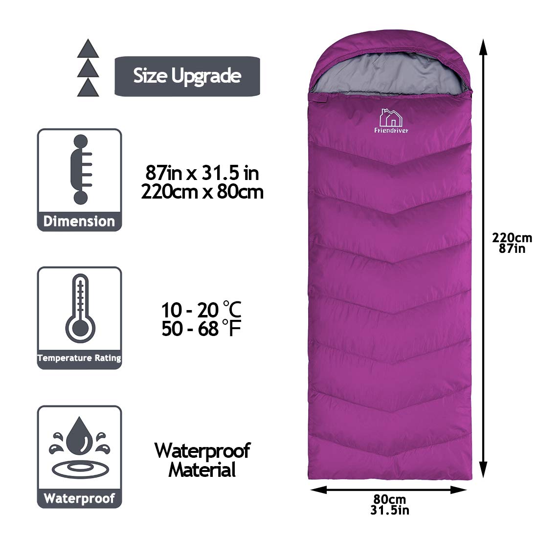 Tamaño XL versión Mejorada del Saco de Dormir de Camping 4 Estaciones, cálido y Fresco, Peso más Ligero, Adultos y niños Pueden Utilizar Bolsa de Camping Impermeable, Viajes y Actividades