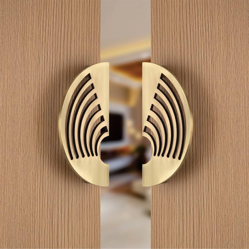 Image of COMPASS 202 Grade Stainless Steel 8-inch Round Shape Door Handle for Main Door and Pull-Push Handle of Home /Hotel /Office Door Hardware for Single and Double Door,Camila - Pack of 1 Set (Brass Antique)