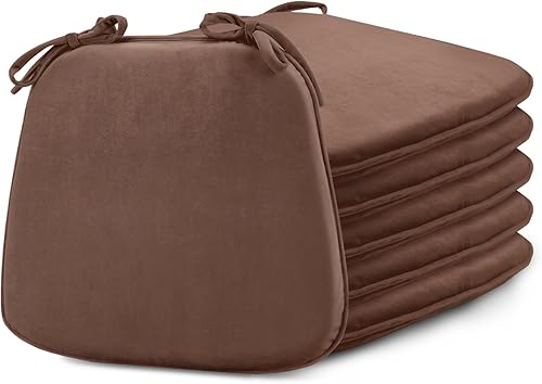 Miniatura 8 de Basic Beyond Juego de 4 cojines para sillas de cocina, de espuma viscoelástica en forma de U con lazos, 17 x 16 pulgadas, cojines de terciopelo de