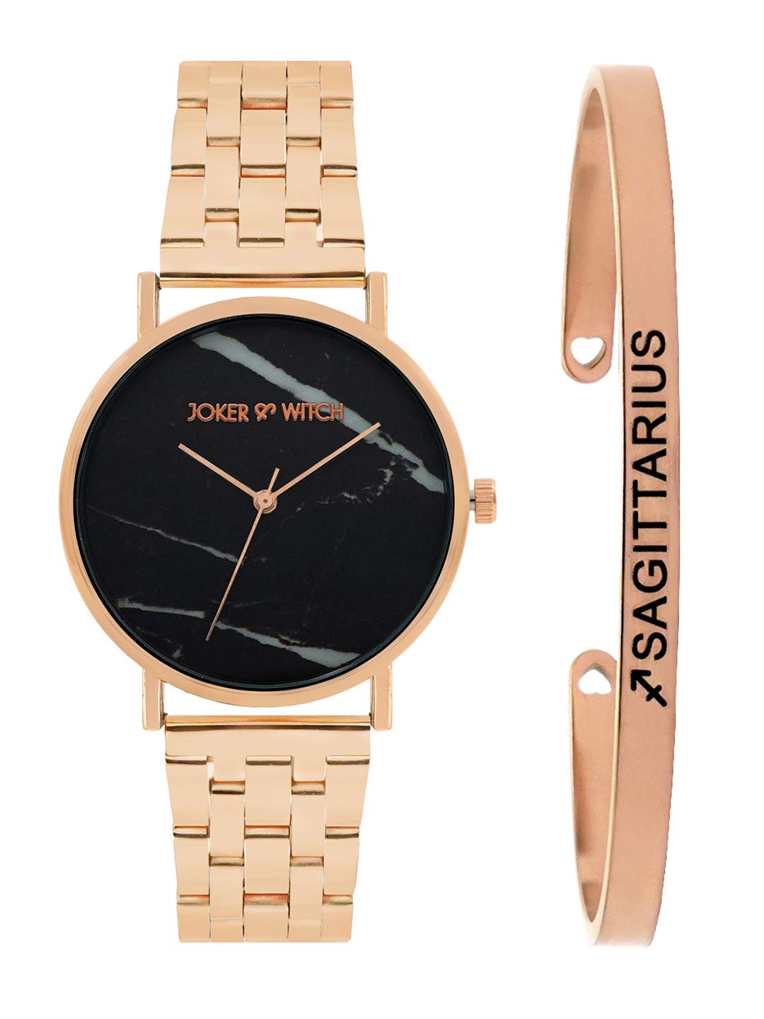 Joker & Witch Stainless Steel April Sagittarius Analog Watch Bracelet Gift Set For Women, Black Dial, Rose Gold Band (B08WQ6V72P) Amazon Price History, Amazon Price Tracker