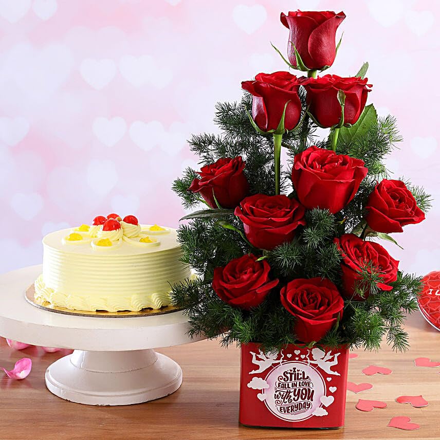 Butterscotch Cake Forever With You Red Roses Combo-image-23