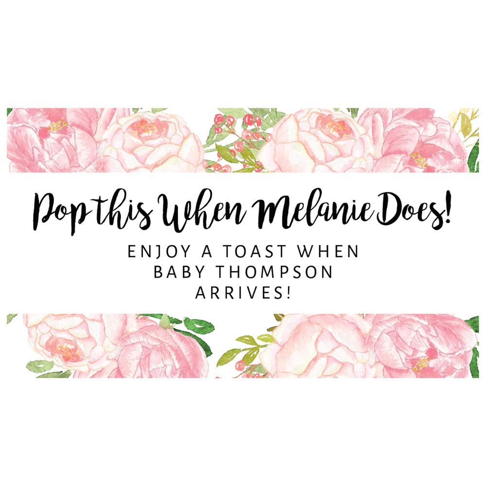 Custom Mini Champagne Bottle Labels for Baby Shower Pop When"Name" Does, Personalized Champagne Bottle Label Stickers, Set of 10