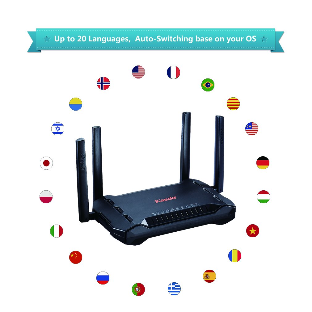AC1200 Routeur Wi-Fi Gigabit double bande sans fil longue portée avec antenne 5 dBi à gain élevé - Installation facile via smartphone (KW6516)