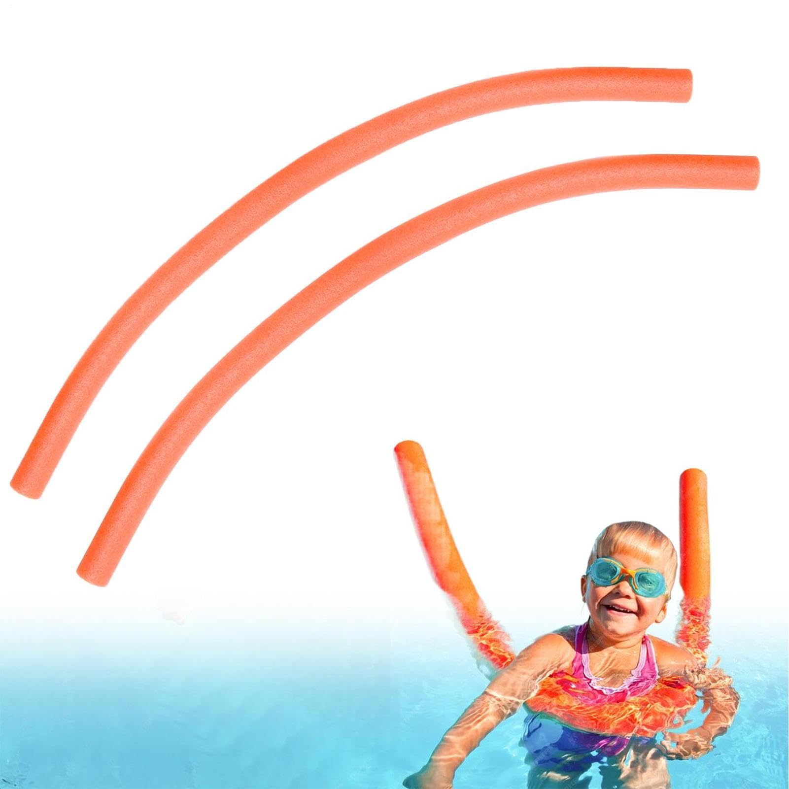 Swimming Pool Noodle, 2pcs Hollow Foam Pool Noodle Float Aid, 150cm Long Floating Hollow Swimming Tube, For Kids Adults Exercise Pools Beach Summer Training