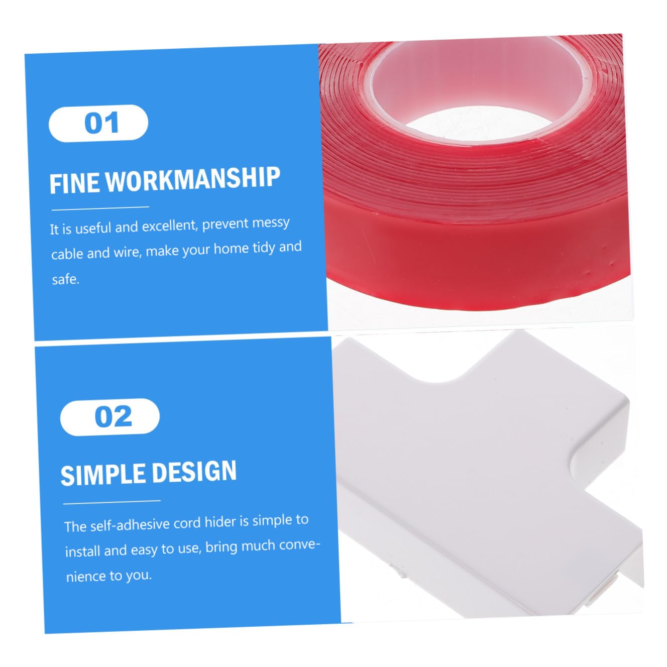 Kit Canaleta Adhesiva para Cables PVC Resistente Ignífugo Autoadhesivo para Ocultar Cables Hogar Oficina Organizador Sencillo y Duradero