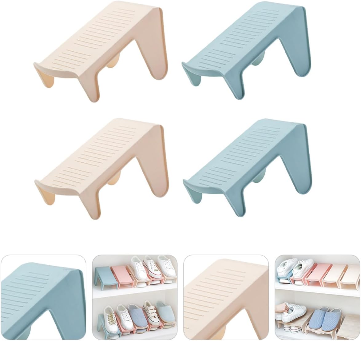 UKCOCO 4pcs Single Shoe Stands PP Space Saving Home Storage Rack