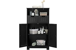 Costway Freestanding Bathroom Storage Cabinet with Adjustable Internal Shelf