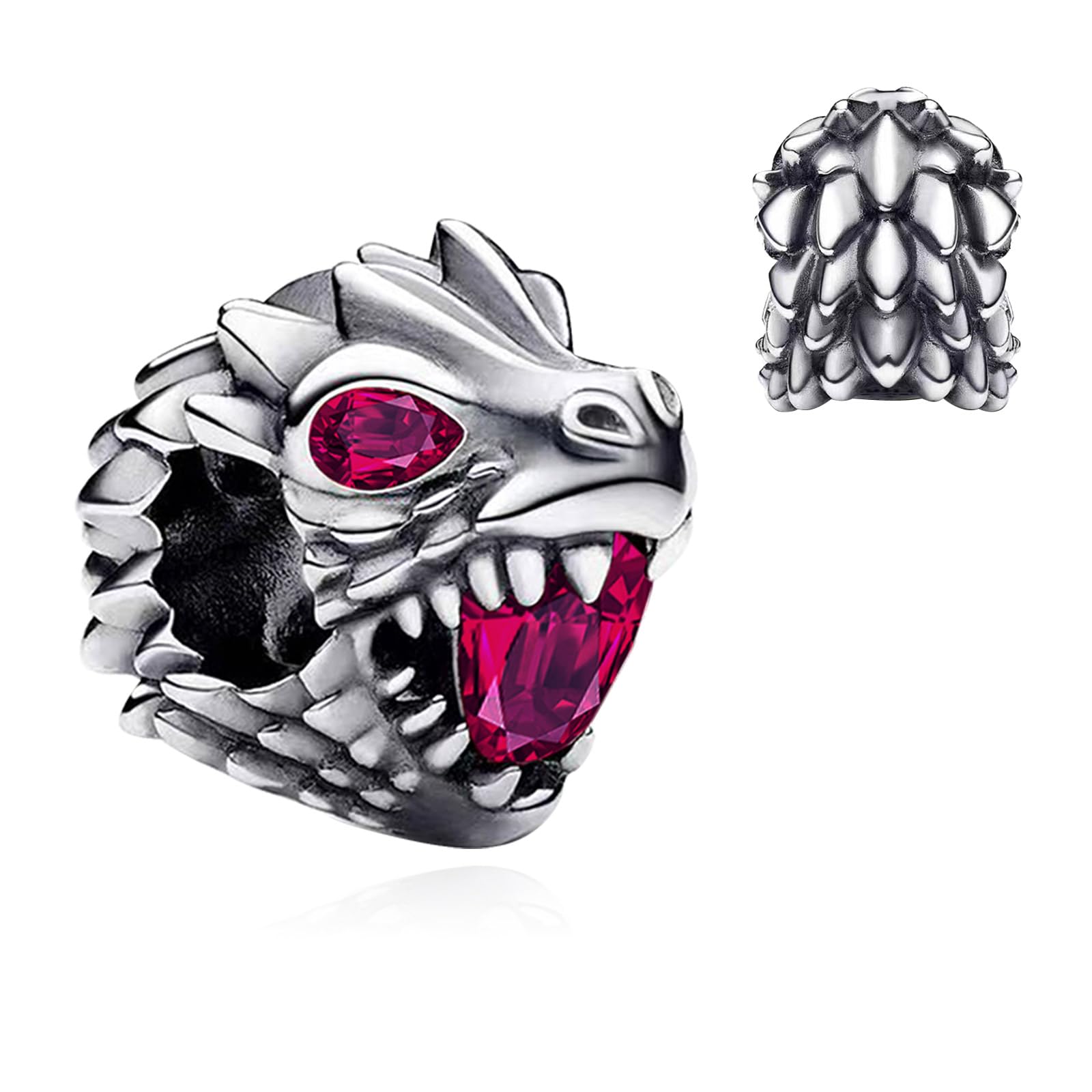 H.ZHENYUE 925 Sterling Silver Charms Ice & Fire Golden Sword Dragon Dangle Beads for Bracelets and Necklaces Jewelry for Women