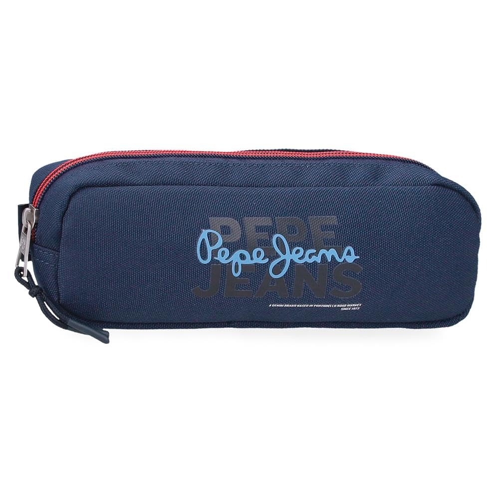 Pepe Jeans Seldon Pencil case Black 22x7x3cm Polyester by Joumma Bags, Black/White, One Size, Case