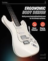 Vista 3 de Donner DST-152 HSS Kit para principiantes de guitarra eléctrica de 39 pulgadas, con bobina de pastilla dividida, con amplificador, bolsa, Blanco