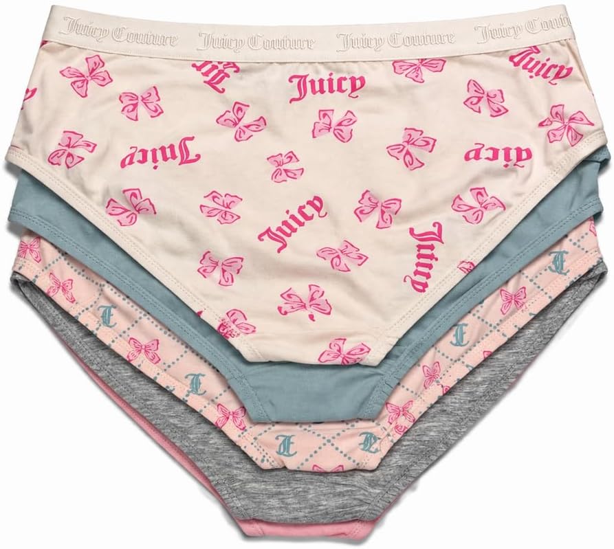 Juicy Couture Girls' Briefs Underwear, 5 Pack